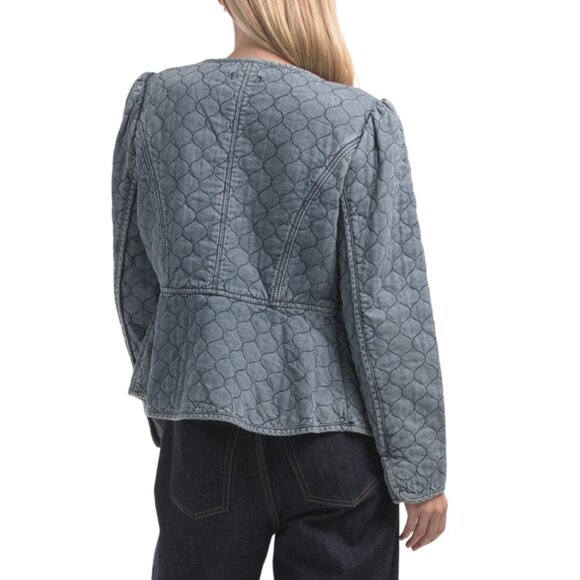 DEMOCRACY Blue Long Sleeve Quilted Peplum Jacket - Picture 2 of 2